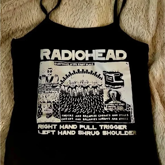 Radiohead Band Tee Shirt Aesthetic Crop Top Radio Head Baby Tee Shirt - Picture 1 of 2